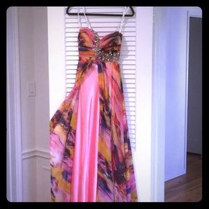 Tony Bowls long prom dress multi color